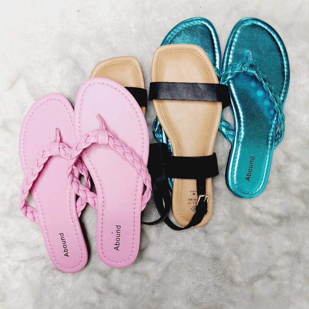 New Bundle of 3 Abound/Call it Spring Blue/Pink /Black Slip On Sandal S121